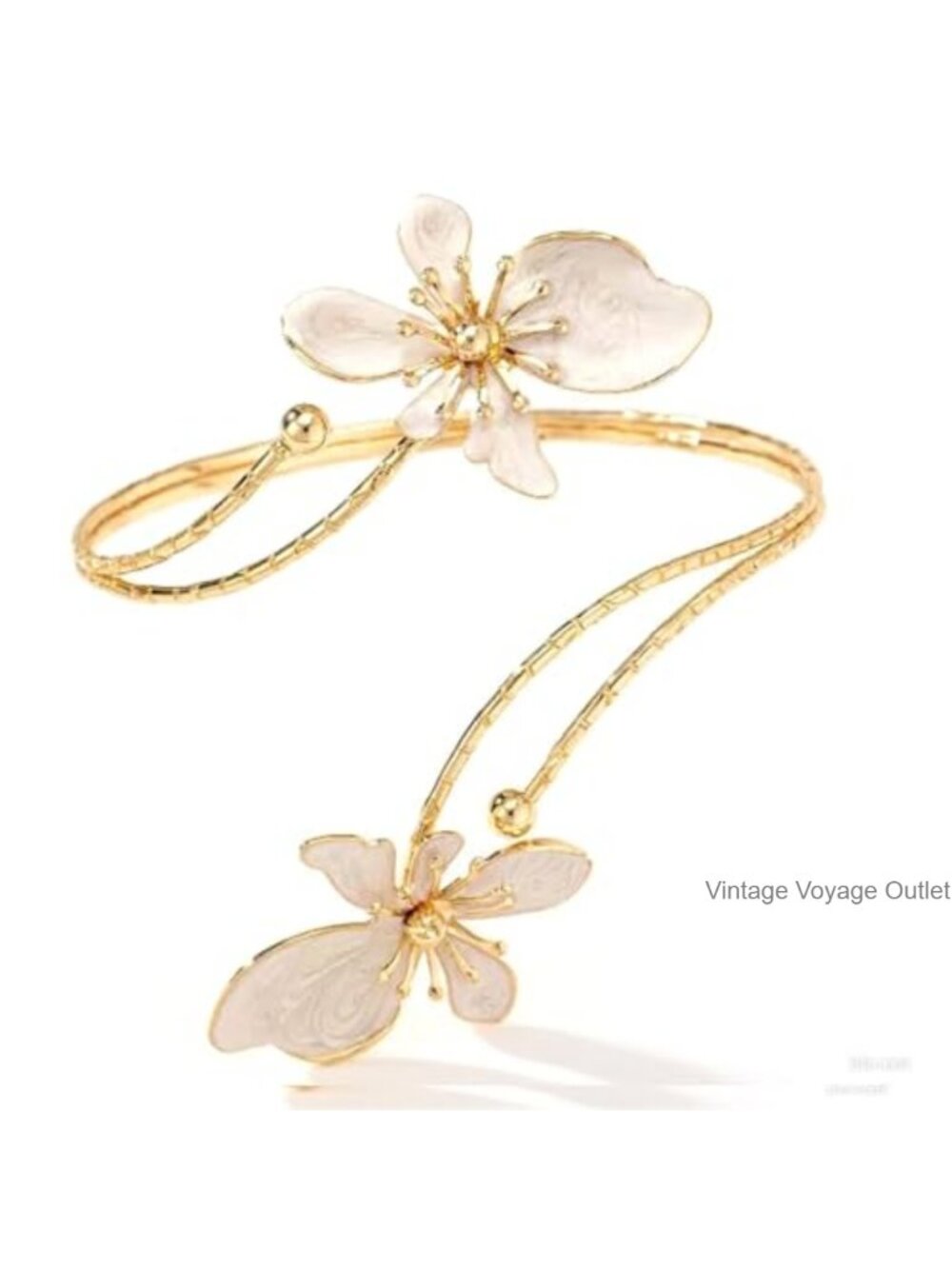 Adjustable Gold Flower Arm Cuff Bracelet Bangle Statement Arm Jewelry Gift